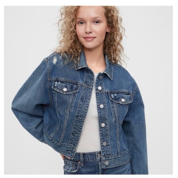 Gap Distressed Denim Dolman Icon Jacket XXL - Picture 1 of 8